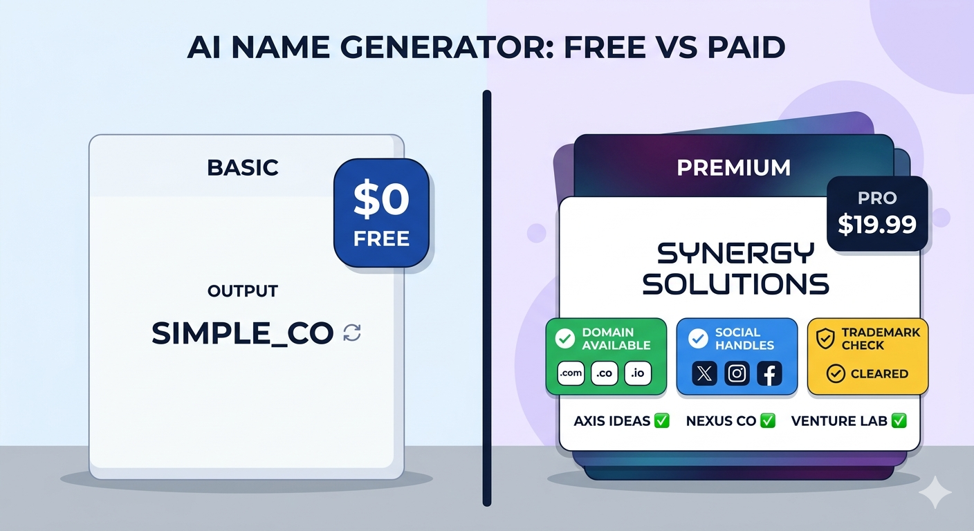 Free vs paid AI name generators compared
