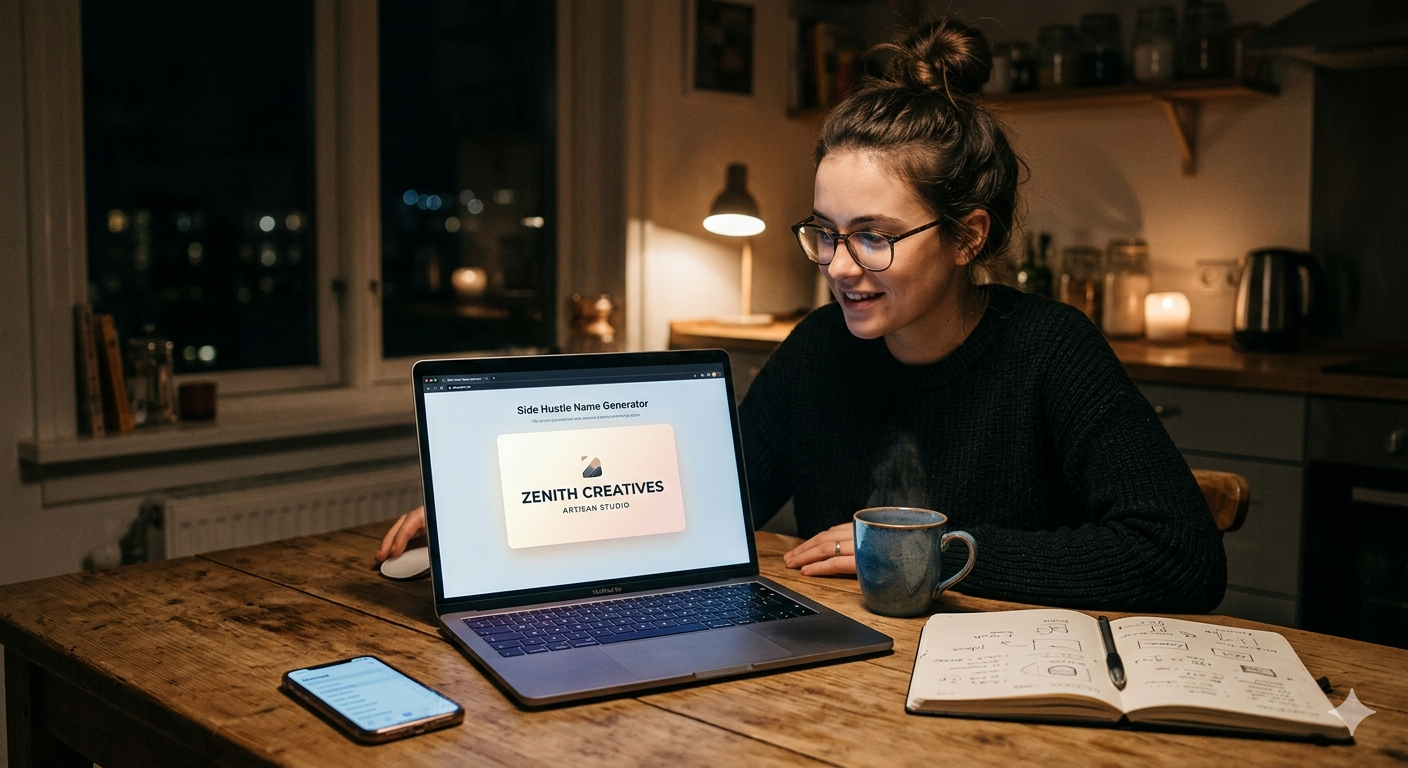 Side hustle name generator with domain and handle checks