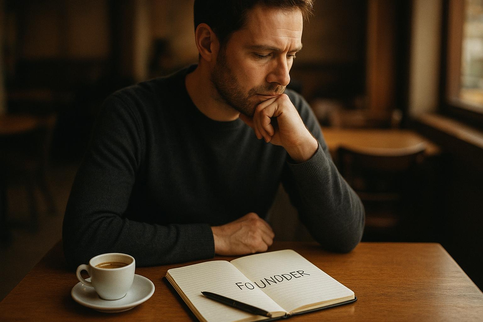 Founder sketching brand names beside a half finished product roadmap