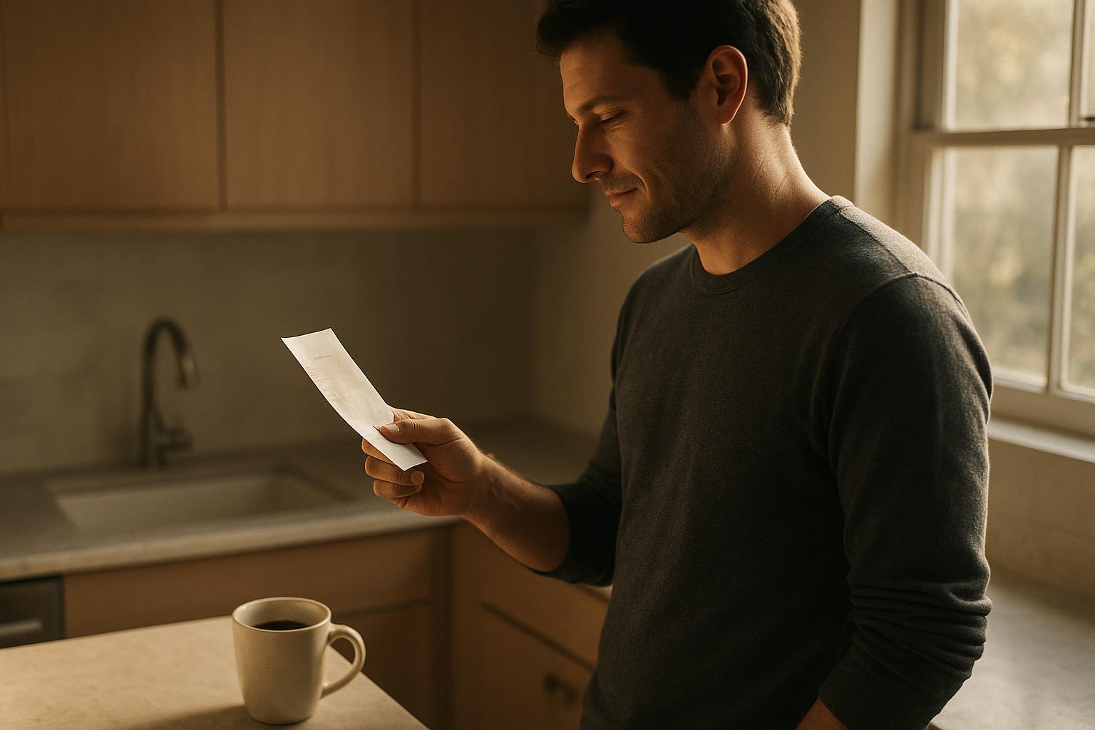 Founder reviewing a domain renewal invoice on a laptop