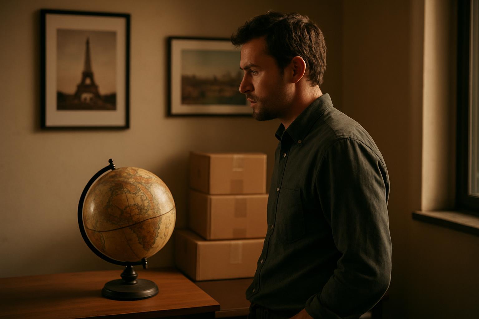 Founder reviewing international brand names on laptop in office