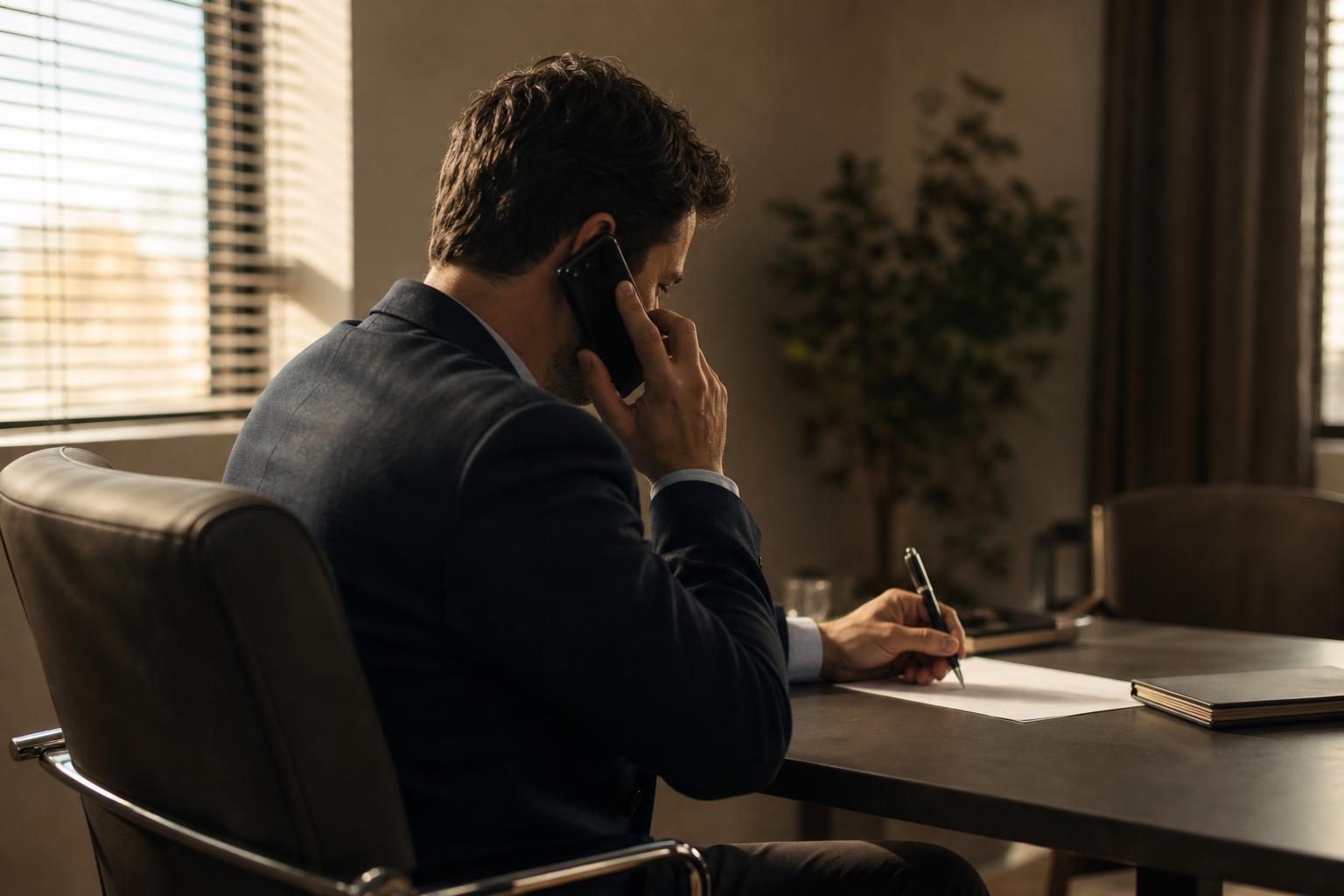 Founder reviewing legal notes on laptop in a quiet office